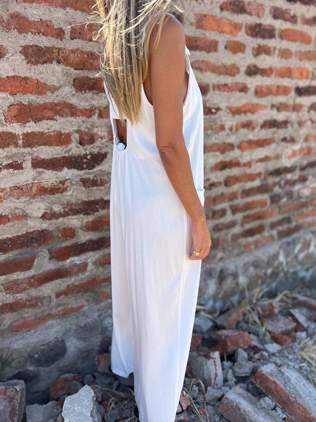 buttoned jumpsuits pockets backless sleeveless women elegant casual | Force