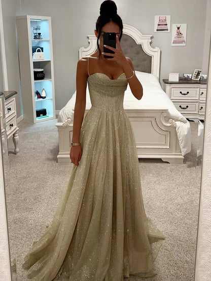 long tan dress with thin straps sleeveless elegant women's evening ceremony | Force