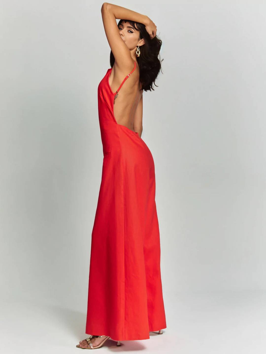 wide leg jumpsuits flared linen backless with thin straps sleeveless elegant casual vacation style for women | Force